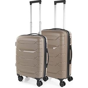 ITACA - Koffer Set - Koffers Set - Stevige Kofferset 2 Stuks - Reiskoffer Set. Set van 2 Trolley koffers (Handbagage Koffer, en Middelgrote Koffer). Kofferset Delige. Lichtgewicht Koffers, Taupe