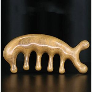 Massage Meridiaan Haar Kam Natuurlijke Groene Sandelhout Body Massage Verdikte Brede Tand Kam 1Pcs