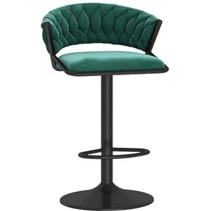 DangLeKJ Barkruk 1 stuk, fluweel geweven 360° draaibare barkrukken met zwarte basis, moderne keuken accentstoel met rugleuning en voetsteun, verstelbare hoogte 65-80 cm, groen