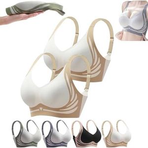 Super Gather Bra Women Lifting Anti-Sagging Wireless Push up Bra Without Wire Comfortable Lift Sports Bras,Breathable (2XL(70-80kg),2pcs beige)