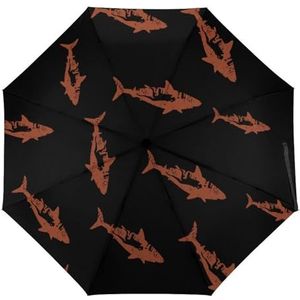 Scuba Diver Shark Paraplu Winddicht Sterke Reizen 3 Vouw Paraplu's Voor Mannen Vrouwen Handleiding
