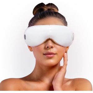 GLOBAL RELAX® | SKANDAS Gezichts- en Oogmassager I Opvouwbare bril met vibromassage, druktherapie, warmte en muziek | Donkerecirkelcorrector | Ingebouwde luidsprekers