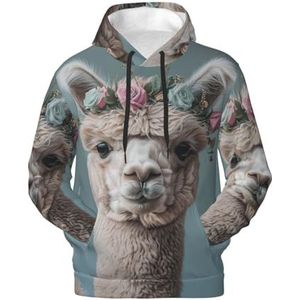 Jkkghll I Love Alpacas Print Heren Hoodie Pullover Voor Winter Warmte Casual Wear Gym Werk Outdoor Activiteiten, Zwart, XXL