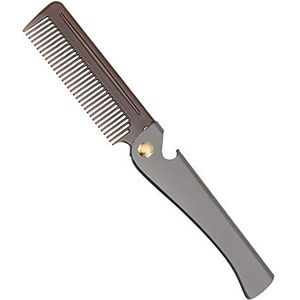 Roestvrijstalen opvouwbare kam, zakkam voor mannen en vrouwen, donkergrijs