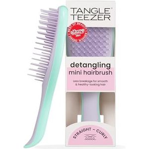 Tangle Teezer | De Mini Ultimate Detangler Haarborstel |Gentle op nat haar | Tweelaagse tanden en comfortabel handvat | Ideaal voor kinderen en reizen | Vermindert knopen en breuk | Blauweregen blad