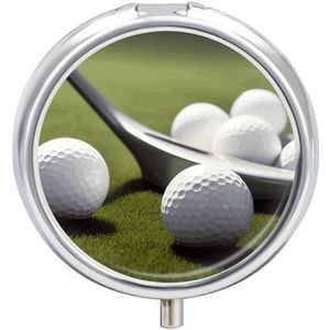 Golf Pillendoos Case 3 Compartiment Travel Medicine Pill Organizer 3X A Day Draagbare Vitamine Organizer met Spiegel Kleine Pillendoos voor Portemonnee & Pocket Leuke Dagelijkse Medicijncontainer