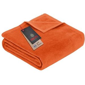 Ibena Porto XL Deken 180x220 cm – katoenmix zacht, warm en wasbaar, sprei oranje eenkleurig