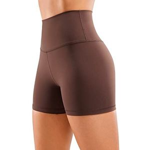 CRZ YOGA Naakt Gevoel Bikershort Voor Dames - 4'' Hoog Getailleerde Yogatraining Gym Running Spandex Shorts Taupe M