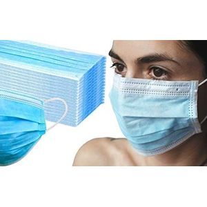 EWANTO Gezichtsmasker voor eenmalig gebruik van vlies,hygiënisch masker, masker voor mond, neusbescherming met oorlussen (blauw, 2000 maskers)