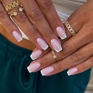 Vierkante kunstnagels met lijm - 24 stuks zelfklevende nagels - Acryl volledige dekking zelfklevende nagels met elegant ontwerp