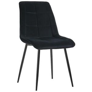 Fauteuil, fluwelen eetkamerstoel metalen poten, gestoffeerde stof Accent knop getuft moderne vrije tijd zijstoelen for woonkamer, slaapkamer bureau stoel make-up ijdelheid kruk(Color:Nero)