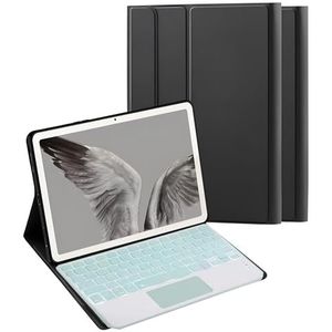 Toetsenbordhoes Voor Google Pixel Tablet 11"" 2023, 7 Kleuren Achtergrondverlichting, Afneembaar Draadloos Toetsenbord Met Touchpad, Beschermende PU Lederen Beschermhoes,Groen
