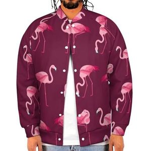 Cartoon Roze Flamingo Vogel Grappige Mannen Baseball Jacket Gedrukt Jas Zachte Sweatshirt Voor Lente Herfst