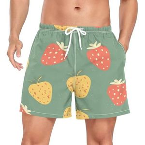 Niigeu Cartoon Naadloze Strawberry Fruit Mannen Zwembroek Shorts Sneldrogend met Zakken, Leuke mode, S