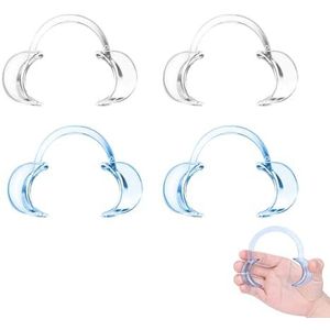 JeoPoom Mondopener in C-vorm, 4 stuks, kunststof, mondspreider, voor mondonderzoek, behandeling, bleken van tanden, spelen met open mond