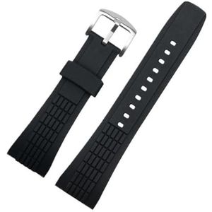 Fit for Seiko VELATURA/SRH Serie SPC007 Waterdicht Zweetbestendig Siliconen Outdoor Sport Rubber Horlogeband Horlogeband Mannen 26mm (Color : 108 black-silver, Size : 26mm)