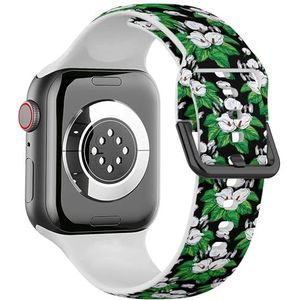 Sport zachte band compatibel met Apple Watch 38/40/41mm (elegante calla bloemen) siliconen armband band accessoire voor iWatch