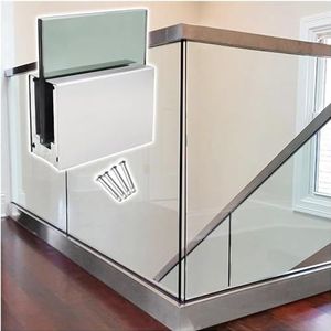 AviiSo Trappenbaluster glazen zwembadomheining, vloer/ingebed/zijrails glazen paneelkranen voor patio loft trappen hotelbanken, aluminium (kleur: zilver, maat: L 10 m / 394 inch)