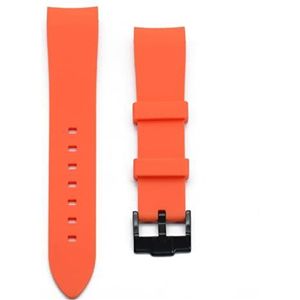Gebogen einde 20mm 22mm rubberen horlogeband waterdichte siliconen horlogebanden zilver/zwarte gesp pasvorm for omega merk horloges band (Color : Orange Black clasp, Size : 20mm)