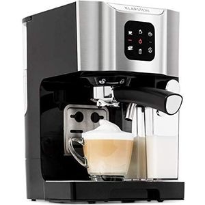 Klarstein BellaVita-espressomachine met melkschuimmondstuk, 3in1-koffiemachine, nieuwe zilveren editie (filterhouder, 20 bar, 1450 watt, 1,4 L) voor cappuccino, espresso, latte machiato, zwartzilver