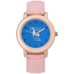 Time To Be Eenhoorn Mode Horloges Voor Vrouwen Lederen Band Quartz Horloge