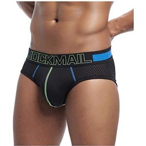 JOCKMAIL Sexy Mannen Ondergoed Slips Mesh Shorts Sexy Mens Slips Mannelijke Slipje Ademend Katoen Ondergoed Boxers, Zwart, XL