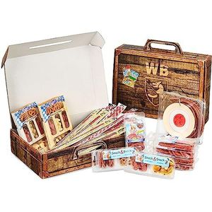 WURSTBARON® cadeaukoffer, incl. kabelhaspel met worst en 24 bijzondere salami en worst snacks, van hoogwaardig vlees, leuk cadeau-idee, 1027g