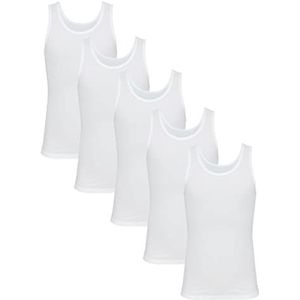 TupTam Kinderen Jongens Onderhemd Mouwloos Tank Top 5-Pack, Wit, 116-122
