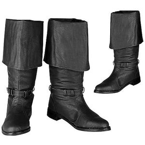 Middeleeuwse lederen laarzen - Renaissance middeleeuwse cosplay Halloween-laarzen - Dames heren halfhoge laarzen voor cosplay,zwart,45