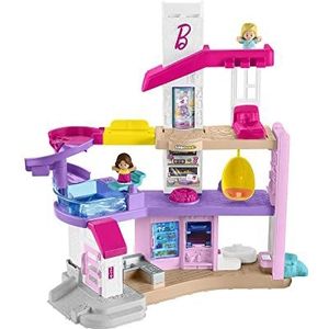 Fisher-Price HJN55 - Little People Barbie kleine-grote droomvilla, interactieve speelset met 2 figuren en accessoires, met verschillende geluiden en veelkleurige lichten voor kinderen vanaf 18 maanden