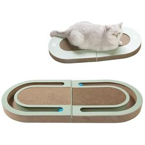 Opvouwbare krabplank voor katten - Indoor kattenkrabplank | Opvouwbare krabplank voor katten, gegolfd krabplank kattenbed met achtervolgende bellen, interactief speelgoed dierbenodigdheden voor katten