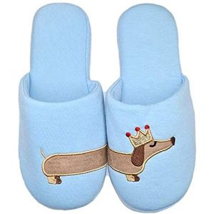 Hond Slippers hot Critter Huis Indoor Schoenen Teckel Slippers voor Dames Meisjes Vrouwen Schoenen Slides, Blauwe Hond, 37/40 EU