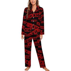 Hockeyspeler Silhouet Lange Mouw Pyjama Sets Voor Vrouwen Klassieke Nachtkleding Nachtkleding Zachte Pjs Lounge Sets