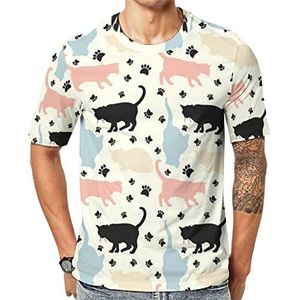 Stijlvolle kleurrijke katten patroon mannen crew T-shirts korte mouw T-shirt casual atletische zomer tops