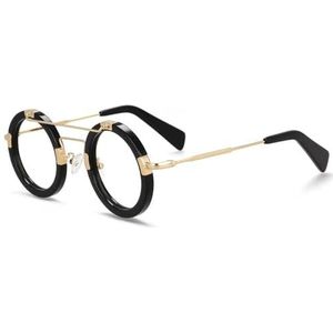 Halloween cadeau, Brilmonturen Acetaat Rond Unisex Multicolor Met Lenzen(Black)