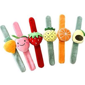 Yokawe 6 Stks Slap Armbanden Speelgoed Kids Aardbei Fruit Pluche Slap Armband Bangle Snap Slip Polsband Halloween Party Decoraties Verjaardagscadeaus Armband