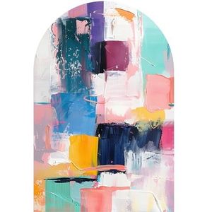DEQORI Wandbehang, rond, zelfklevend, 120 x 180 cm, pastelcollisie, textielcanvas, verwijderbaar, decoratief en vormvast, voor woonkamer, kantoor, hal of kinderkamer