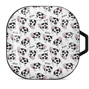 Koe patroon Moo oordopjes hoesje compatibel met Samsung hard shell beschermhoes zwart-stijl