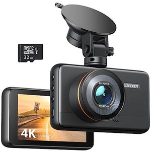 iZEEKER 4K Dashcam WiFi, 2160P frontcamera voor auto met 32G SD-kaart, WDR-nachtzicht, noodopname, loopopname, 24-uurs parkeermodus, G-sensor
