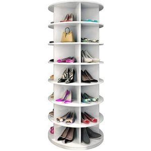 Weinstein storage Schoenenrek 360° draaibaar, 35 planken Schoenenrek met 7 niveaus, geschikt voor meer dan 35 paar schoenen, roterende schoenentoren, draaibare 'Lazy Susan'.