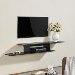 [en.casa] TV wandplank Støvring 21x150x25 cm zwart