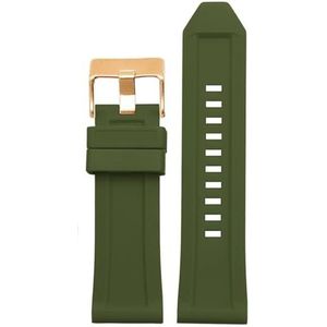 INEOUT Siliconen rubberen armband horlogeband 24mm 26mm 28mm compatibel met diesel DZ4496 DZ4427 DZ4487 DZ4323 DZ4318 DZ4305 Heren horloges riem (Color : Green rose buckle, Size : 26mm)