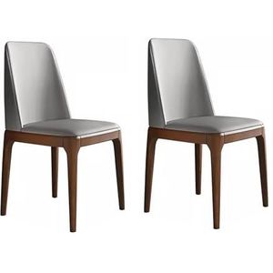 JAVYPPT Mid Century eetkamerstoelen set van 2, moderne lederen keukenstoelen, vrije tijd gewatteerde eetkamerstoelen, voor eetkamer, slaapkamer, keuken, restaurant (lichtgrijs)