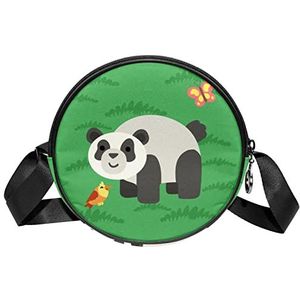 Groene Panda Crossbody Tas Messenger Bag Portemonnee voor Vrouwen, Meerkleurig, 6.7x6.7x2.3 in, Sling Rugzakken