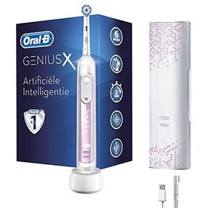Oral-B Genius X 20000N Oplaadbare Elektrische Tandenborstel Powered By Braun, 1 Roze Verbonden Handvat Met Kunstmatige Intelligentie, 6 Poetsstanden, 1 Opzetborstel, 1 Slimme Reisetui