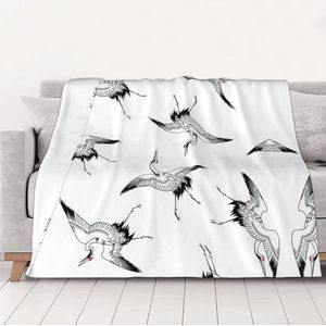 Gezellige Japanse kraandeken gooi veelzijdige zachte warme deken flanellen plaids voor bank bank meerdere maten