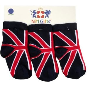 No.1 Gifts 3 paar Union Jack Britse Britse vlag baby pasgeboren baby peuter sokken 0-36 maanden (3 paar), marineblauw, 1-2 jaar