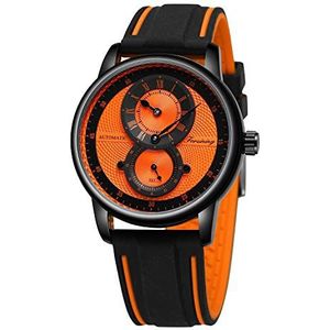 BOLYTE Nieuwe Ontwerp Siliconen Horloge Automatische Mechanische Horloge Voor Mannen Sport Horloge Geschenken Voor Mannen, Zwart Oranje, riem