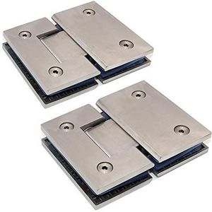 Set bestaande uit 2 NUZAMAS douchedeurbeslagen, glazen houders, 180 graden openen en sluiten, roestvrijstalen klem 304, geschikt voor glazen vitrines van 6-12 mm, glazen deur