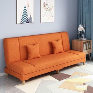 FZDZ —Converteerbare futon slaapbank, katoen en linnen traagschuim loveseat, converteerbare slaapbank met verstelbare rugleuning, ruimtebesparende slaapbank voor woonkamer lucht (kleur: oranje, maat: